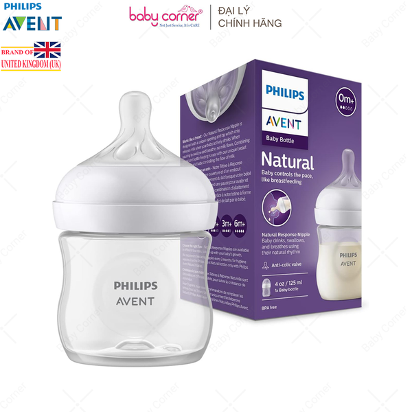  Bình Sữa Mô Phỏng Tự Nhiên (Mẫu Mới) Nhựa PP Philips Avent, 125ML, Cho Bé Từ 0 Tháng Tuổi 