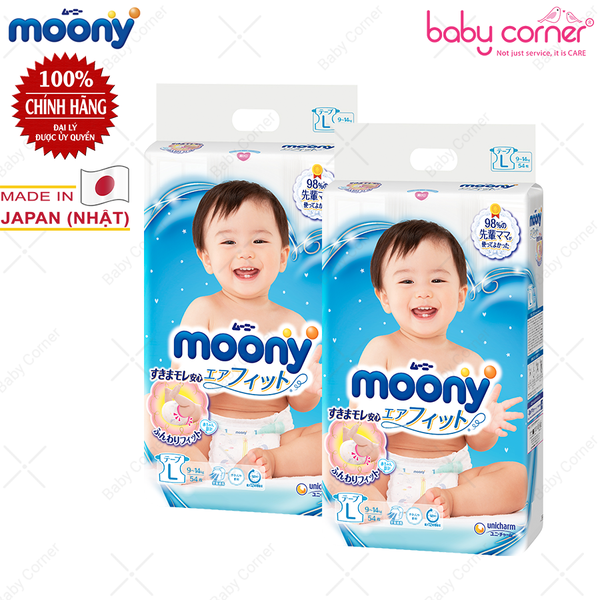  Tã Dán MOONY Size L, 54 / 54+4 miếng, 9-14kg 