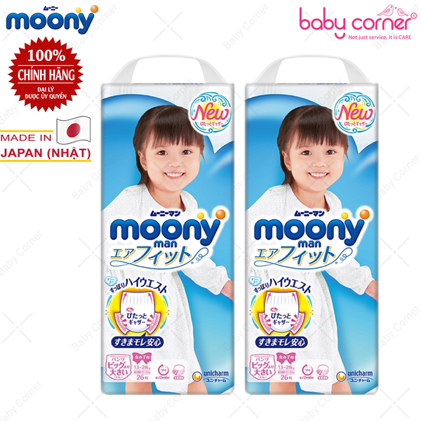  Tã quần Moony bé gái (Size XXL, 26 miếng) 