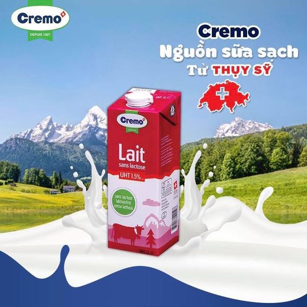 Sữa Tươi Tiệt Trùng Thụy Sĩ Cremo (Không Lactose) - 1.5% Chất Béo 