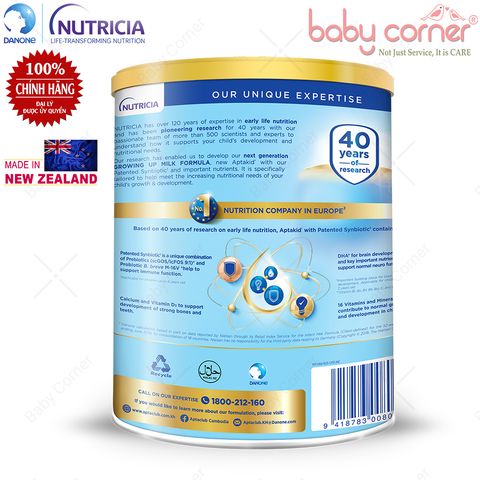  Sữa Bột Aptakid New Zealand Growing Up Milk Formula Số 3, 900g, bé trên 2 tuổi 