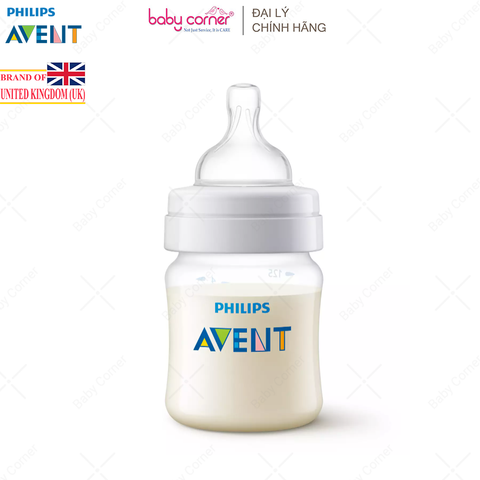  Bình Sữa Philips Avent Nhưa PP Cổ Hẹp, 125ML, Cho Bé Từ 0 Tháng Tuổi (Đóng Gói Màng Co 1 Cái) 