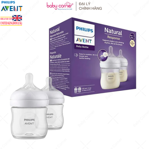  Set 2 Bình Sữa Mô Phỏng Tự Nhiên (Mẫu Mới) Nhựa PP Philips Avent, 125ML, Cho Bé Từ 0 Tháng Tuổi 