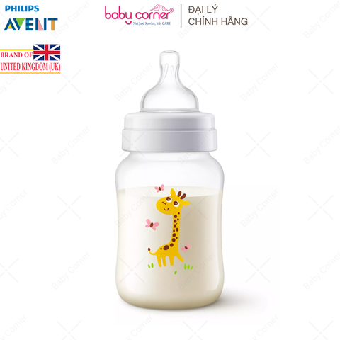  Bình Sữa Philips Avent Nhưa PP Cổ Hẹp, 260ML, Cho Bé Từ 1 Tháng Tuổi (Đóng Gói Màng Co 1 Cái) 
