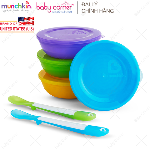  Bộ 4 Bát Có Nắp & 2 Thìa Munchkin 