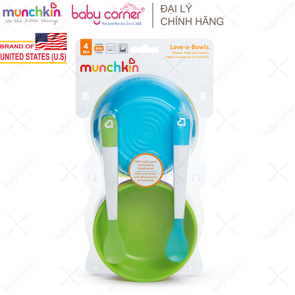  Bộ 4 Bát Có Nắp & 2 Thìa Munchkin 