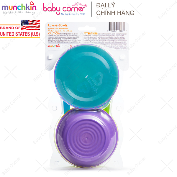  Bộ 4 Bát Có Nắp & 2 Thìa Munchkin 