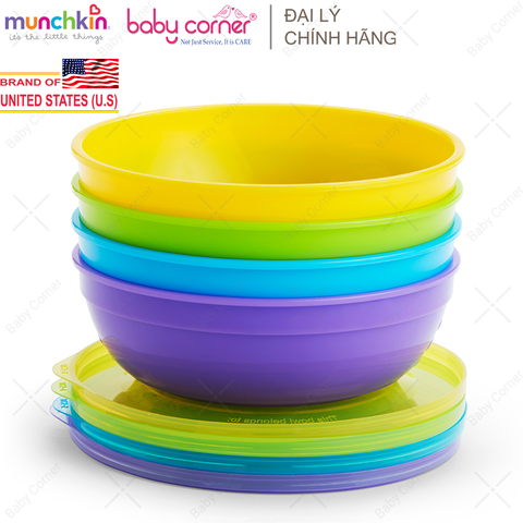  Bộ 4 Bát Có Nắp & 2 Thìa Munchkin 