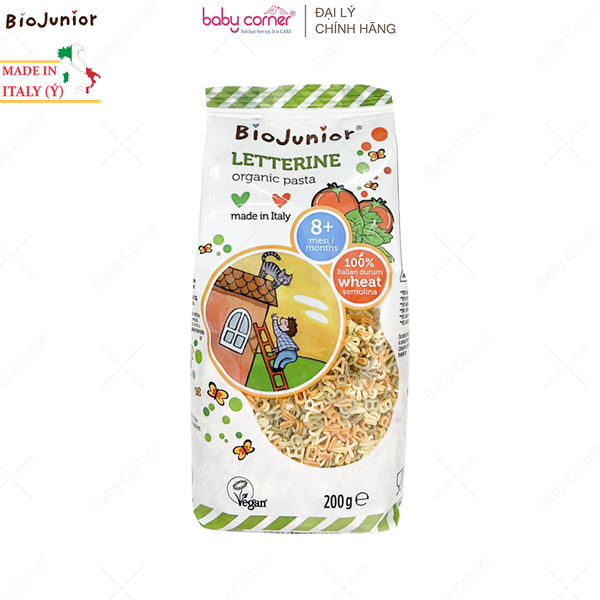  Mì Nui Ăn Dặm Hữu Cơ Hình Chữ Cái BIO JUNIOR, Bé Từ 8 Tháng, 200G 