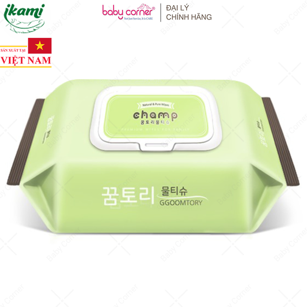  Khăn Giấy Ướt Champ Không Mùi, Gói 100 Miếng 