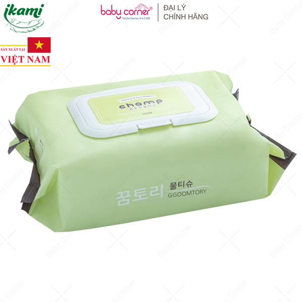  Khăn Giấy Ướt Champ Không Mùi, Gói 100 Miếng 