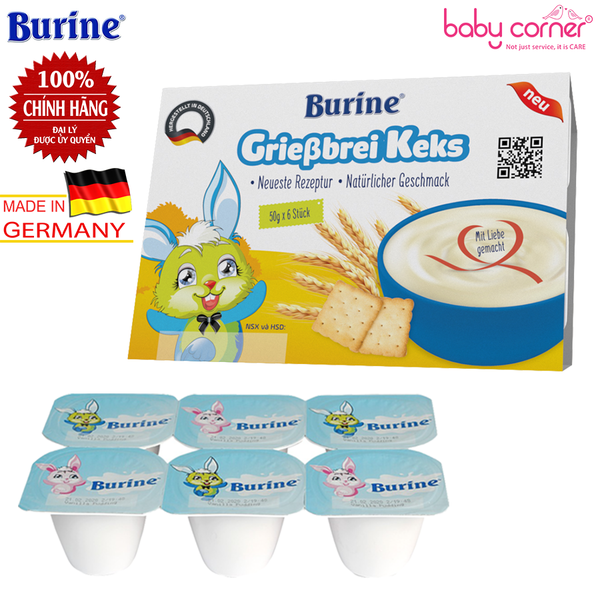 Cháo Sữa BURINE Vị Bích Quy (Lốc 6 Hộp), Cho Bé Từ 6 Tháng Tuổi 
