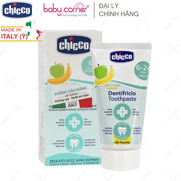  Kem Đánh Răng Chicco Hương Chuối Táo, Cho Bé Từ 6 Tháng Tuổi, 50ml 