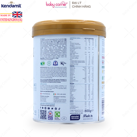  Sữa Bột KENDAMIL Classic Số 2, Bé Từ 6-12 Tháng, 800G 