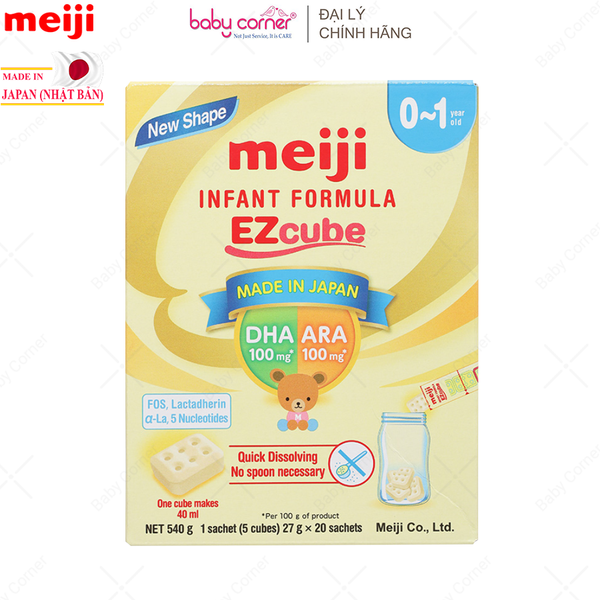  Sữa Bột MEIJI Infant Formula EZcube, Thanh 27G/ Hộp 20 Thanh 540G, Cho Bé Từ 0-12M 
