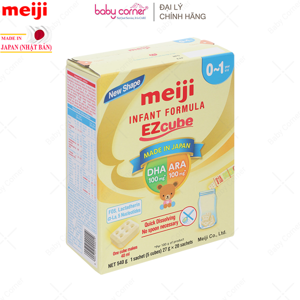  Sữa Bột MEIJI Infant Formula EZcube, Thanh 27G/ Hộp 20 Thanh 540G, Cho Bé Từ 0-12M 