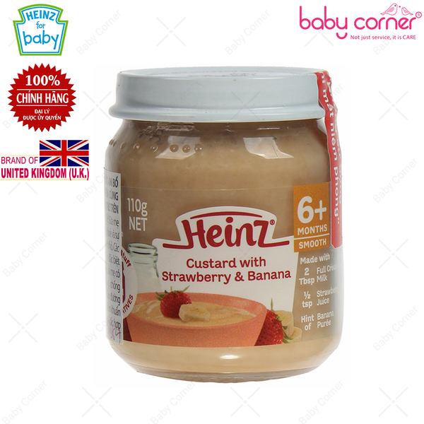  Custard với dâu và chuối cho trẻ em từ 6 tháng tuổi trở lên - Heinz custard with strawberry & banana 