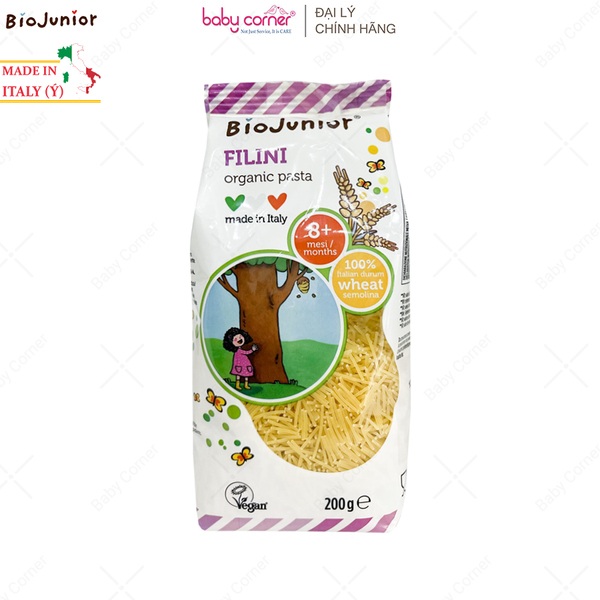 Mì Ăn Dặm Hữu Cơ Dạng Sợi BIO JUNIOR, Bé Từ 8 Tháng, 200G 