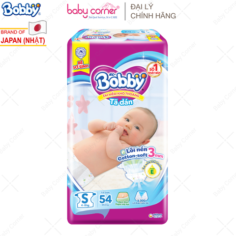  Tã DÁN Bobby Siêu Thấm Size S - 54 Miếng (4-8kg) 