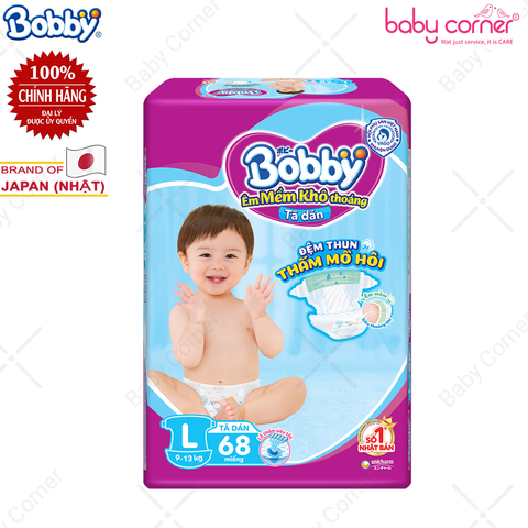  Tã DÁN Bobby siêu thấm L68 - 68 miếng (9-13kg) 