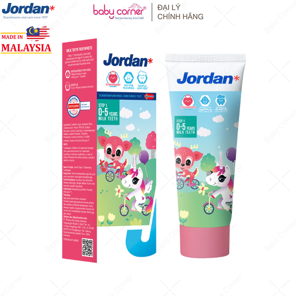  Kem Đánh Răng Jordan Vị Dâu, Cho Bé Từ 0-5 Tuổi, 75g 