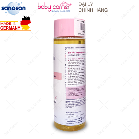  Dầu Mát-xa (Massage) SANOSAN Baby Chiết Xuất Olive Hữu Cơ, 200ml 