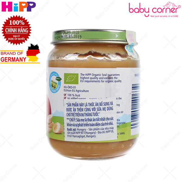  Dinh Dưỡng Đóng Lọ HIPP Organic Chuối Đào (Bé Từ 4 Tháng Tuổi), 125g 