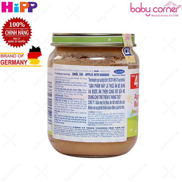  Dinh dưỡng đóng lọ Hipp Bio chuối táo (125g) 