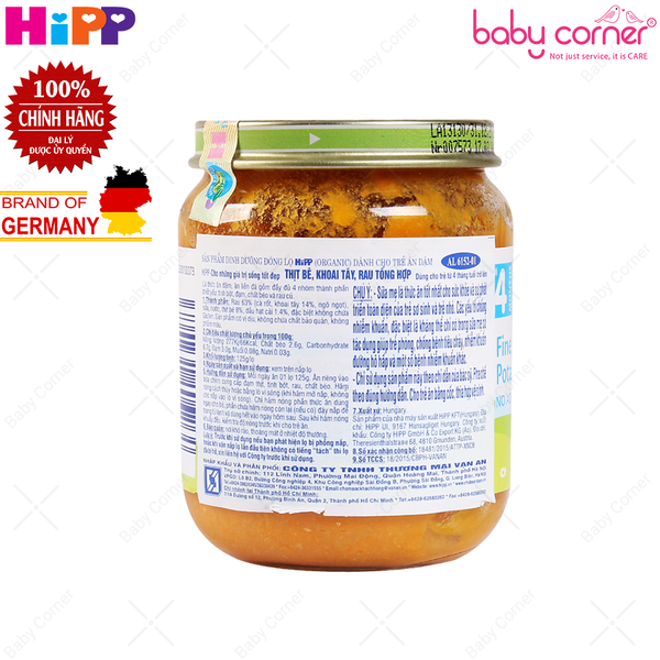 Dinh dưỡng đóng lọ Hipp vị thịt bê, khoai tây, rau tổng hợp (125g) 