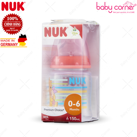  Bình Sữa NUK Disney PREMIUM CHOICE Nhựa PP (Núm Ti S1), 150ml, Bé 0 - 6 Tháng Tuổi 