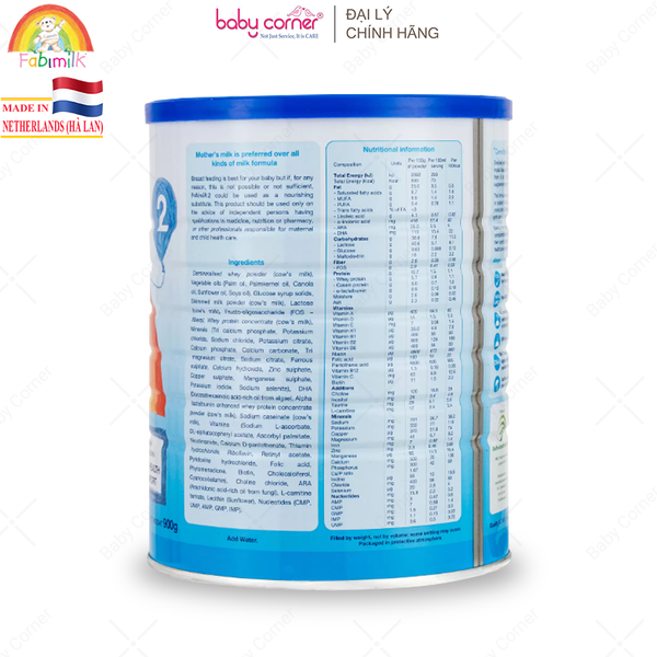  Sữa Bột Fabimilk 2 Follow-on Formula, Cho Bé Từ 6-12 Tháng, 900G 