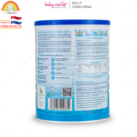  Sữa Bột Fabimilk 2 Follow-on Formula, Cho Bé Từ 6-12 Tháng, 900G 
