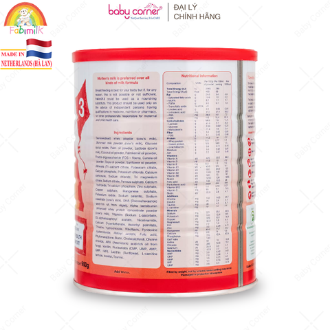  Sữa Bột Fabimilk 3 Follow-on Formula, Cho Bé Từ 1-3 Tuổi, 900G 