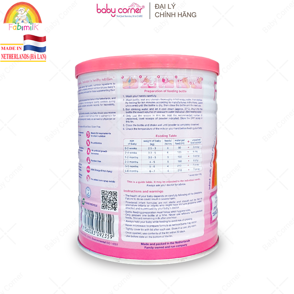  Sữa Bột Fabimilk 1 Infant Formula, Cho Bé Từ 0-6 Tháng, 400G 