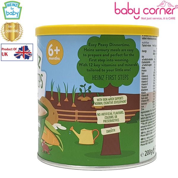  Bột Ăn Dặm (Cháo) HEINZ Gạo và Rau Củ Xay Nhuyễn 200g, Cho Bé Từ 6 Tháng Tuổi 