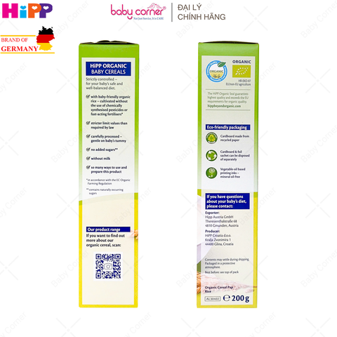  Bột Ăn Dặm HIPP - Ngũ Cốc Gạo Nhũ Nhi Hữu Cơ (Cho Bé Từ 4 Tháng Tuổi) - 200g 