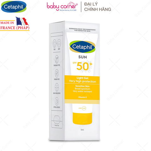  Kem Chống Nắng Cetaphil Sun SPF50+ Light Gel, 50ML, Cho Bé Từ 3 Tuổi 