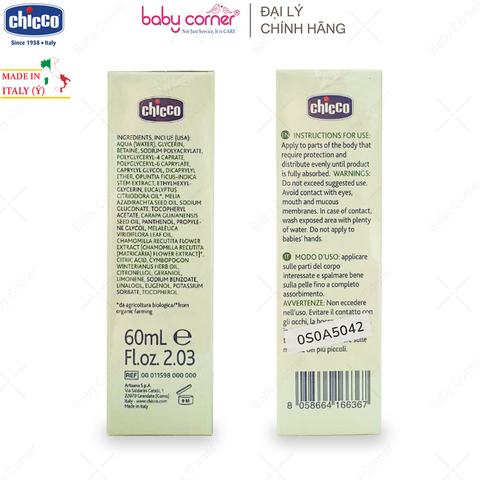  Gel Xịt Bảo Vệ Da Chiết Xuất Tinh Dầu Tự Nhiên CHICCO NaturalZ, Mẹ Bầu & Bé Từ 2 Tháng Tuổi, 60ML 