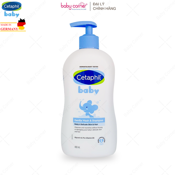  Sữa Tắm Gội Cetaphil Baby Gentle Wash & Shampoo Không Cay Mắt (With Glycerin & Panthenol), 230ml/400ml 