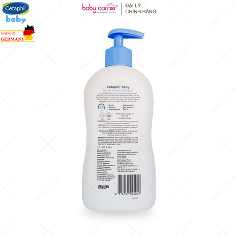  Sữa Tắm Gội Cetaphil Baby Gentle Wash & Shampoo Không Cay Mắt (With Glycerin & Panthenol), 230ml/400ml 