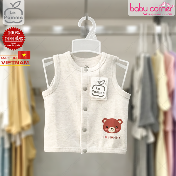  T019 Áo Gile Gấu Tokumo La Pomme, Màu Be 