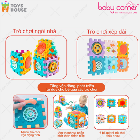  Set 6 Miếng Lắp Ghép Thả Khối Có Đèn Nhạc Toys House HE0530 