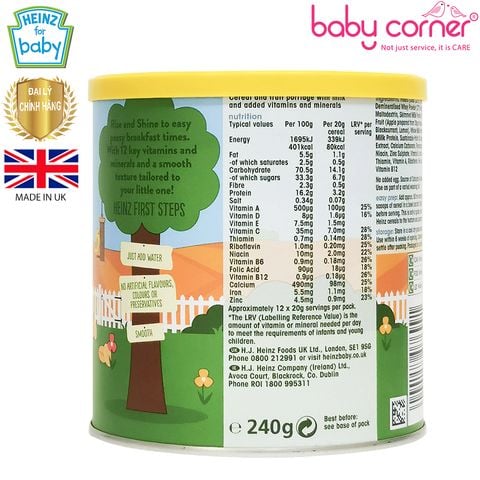  Bột Ăn Dặm (Cháo) HEINZ Kem Yến Mạch Táo 240g, Cho Bé Từ 6 Tháng Tuổi 