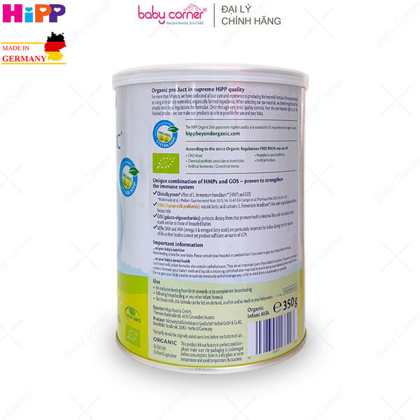  Sữa Bột HiPP Organic Combiotic Số 1, Bé Từ 0 - 6 Tháng, 350g 