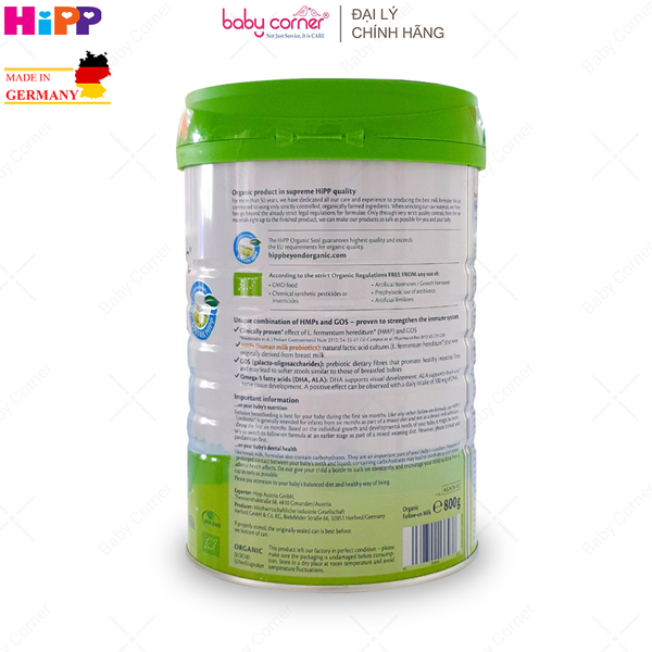  Sữa Bột HiPP Organic Combiotic Số 2, Bé từ 6-12 Tháng, 800G 