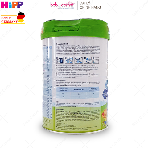  Sữa Bột HiPP Organic Combiotic Số 3, 800g, Bé từ 1 - 3 tuổi 