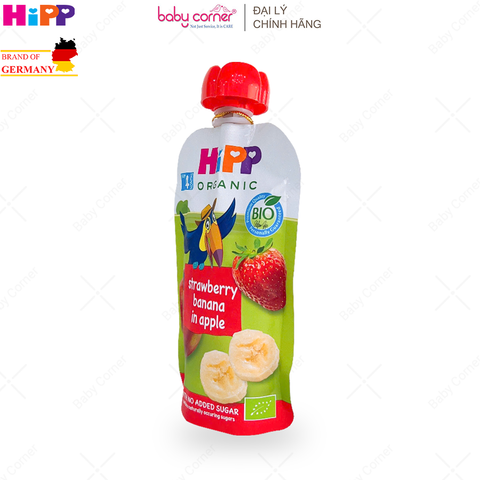  Dinh Dưỡng Trái Cây Nghiền Hữu Cơ HiPPiS Organic (Dâu Tây, Chuối, Táo), Cho Bé Từ 4 Tháng Tuổi, 100g 