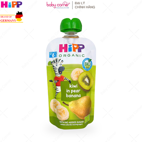  Dinh Dưỡng Trái Cây Nghiền Hữu Cơ HiPPiS Organic (Kiwi, Lê, Chuối), Cho Bé Từ 6 Tháng Tuổi, 100g 