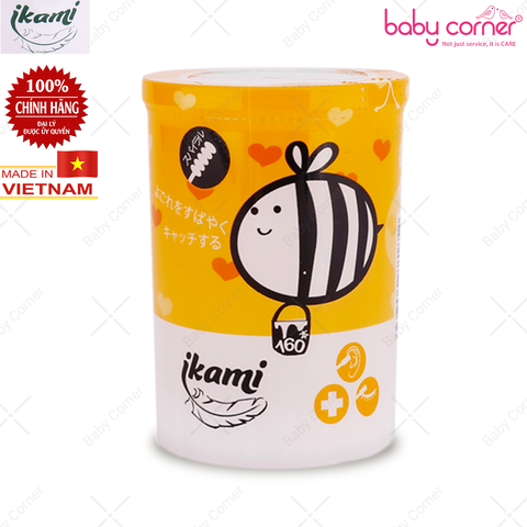  Tăm Bông Ikami Baby 2 Đầu Xoắn (160c/hộp) 