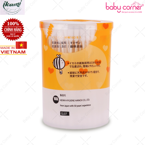  Tăm Bông Ikami Baby 2 Đầu Xoắn (160c/hộp) 